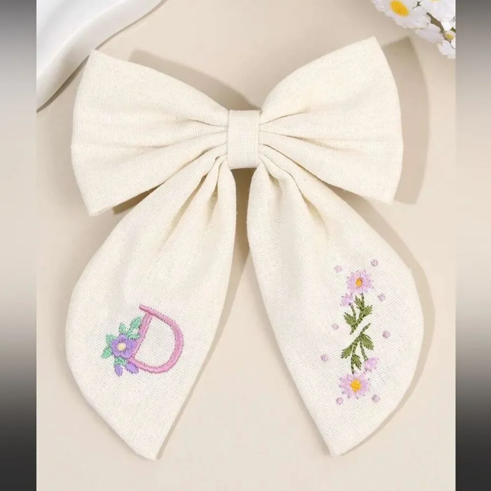 Embroidered Bow Hair Clip for Kids A1600